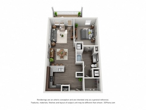 a 1 bedroom floor plan  villas at spring creek apartments